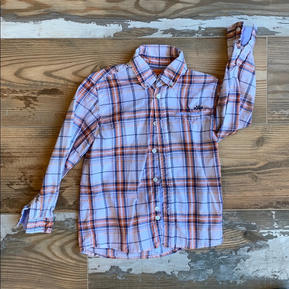Mayoral orange and white plaid button down